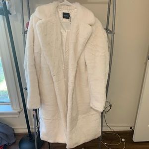 Faux Fur White Coat